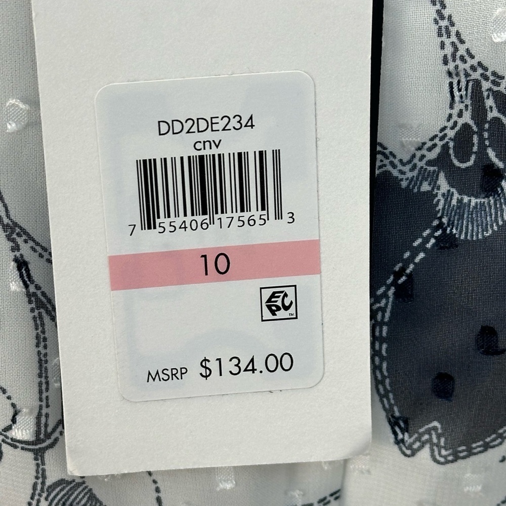 DKNY Short Sleeve Floral Print Faux Wrap Midi Dress - White Black - size 10 - Picture 7 of 9